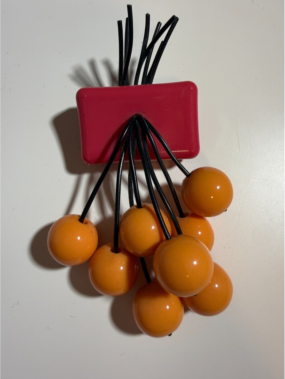 Tropical Tangerine and Raspberry Clash! Brooch Luxulite Fakelite Pink Orange Pin